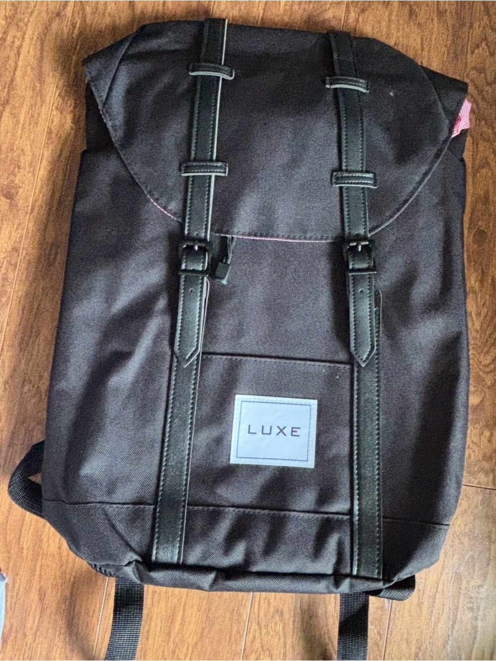 Luxe Black Canvas Backpack with Leather-Style Straps